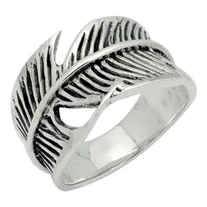 RPS1066 Silver Plain Wrap Leaf Ring