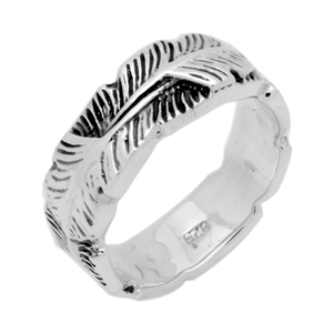 RPS1067 Silver Plain Feather Band Ring