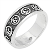 RPS1069 Silver Plain Oxidize Yin yang Band Ring