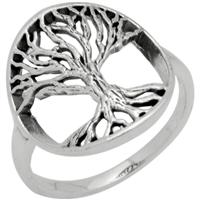 RPS1078 Silver Plain Filigree Tree of Life Ring