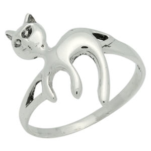 RPS1079 Silver Plain Cat Ring