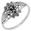 RPS1080 Silver Plain Simple Flower Ring