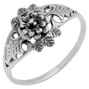 RPS1080 Silver Plain Simple Flower Ring