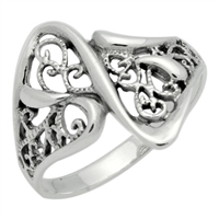 RPS1083 Silver Wavy Filigree Ring