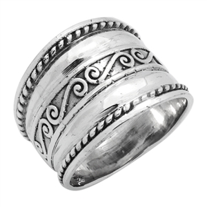 RPS1098 Silver Wide Bali Design Ring 17mm