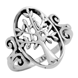 RPS1106 - Sterling Silver Filigree Oval Tree of Life Ring