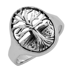 RPS1107 - Sterling Silver Filigree Oval Tree of Life Ring