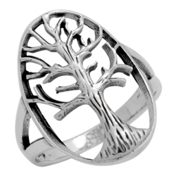 RPS1108 - Sterling Silver Filigree Oval Tree of Life Ring