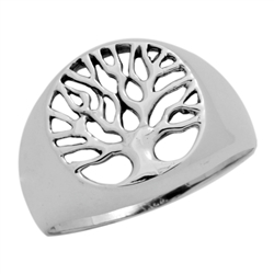 RPS1109 - Sterling Silver Filigree Rounded Tree of Life Ring