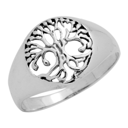 RPS1110 - Sterling Silver Filigree Rounded Tree of Life Ring