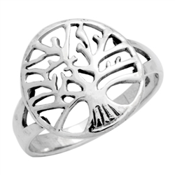 RPS1111 - Sterling Silver Filigree Rounded Tree of Life Ring