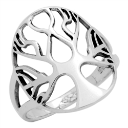 RPS1112 - Sterling Silver Filigree Oval Tree of Life Ring