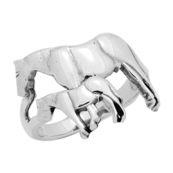 RPS1115 - Sterling Silver High Polish Horses Ring