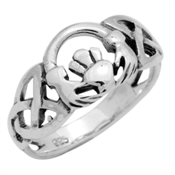 RPS1122 - Sterling Silver Celtic Knot Claddagh Ring