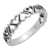 RPS1129 - Sterling Silver Semi Eternity Cut-out Hearts Band Ring