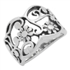 RPS1132 - Sterling Silver Wide Filigree Flower Ring