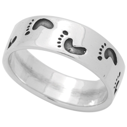 RPS1138 - Sterling Silver Footprints Band Ring