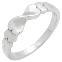 RPS1143 - Sterling Silver Infinity Twisted Hearts Band Ring