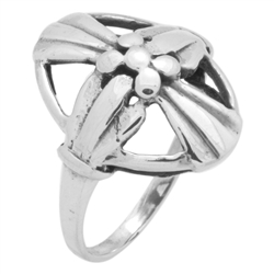 RPS1150 - Sterling Silver Oval Cross Plain Ring