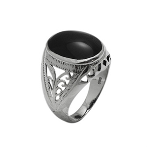 Silver Mens Ring with Stone