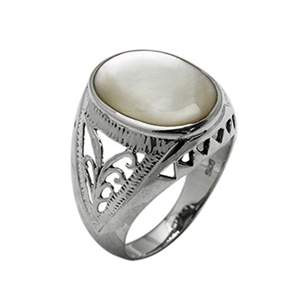 Silver Mens Ring with Stone