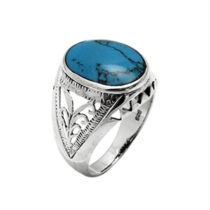 Silver Mens Ring with Stone