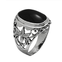 Silver Mens Ring with Stone