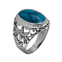 Silver Mens Ring with Stone