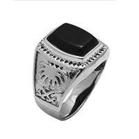 Silver Mens Ring with Stone