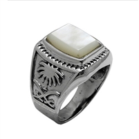 Silver Mens Ring with Stone