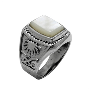 Silver Mens Ring with Stone
