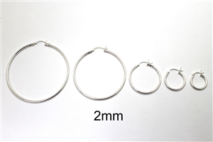 Sterling Silver Snap Lock Hoops Earrings 2mm S002