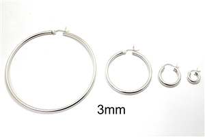 Sterling Silver Snap Lock Hoops Earrings 3mm S004