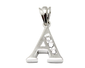 Sterling Silver Plain CZ Initial Pendant A-SH021