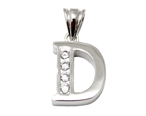 Sterling Silver Plain CZ Initial Pendant D-SH024