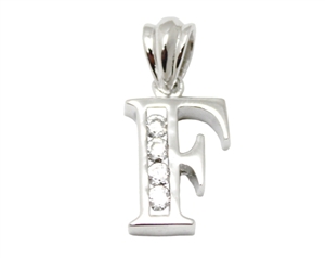 Sterling Silver Plain CZ Initial Pendant F-SH026