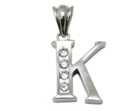 Sterling Silver Plain CZ Initial Pendant K-SH031