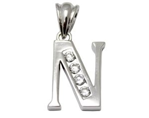 Sterling Silver Plain CZ Initial Pendant N-SH034