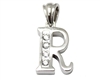 Sterling Silver Plain CZ Initial Pendant R-SH038