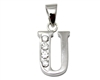 Sterling Silver Plain CZ Initial Pendant U-SH041