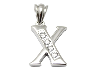 Sterling Silver Plain CZ Initial Pendant X-SH044