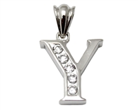 Sterling Silver Plain CZ Initial Pendant Y-SH045