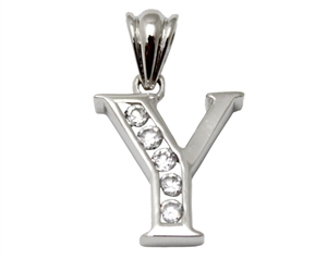 Sterling Silver Plain CZ Initial Pendant Y-SH045