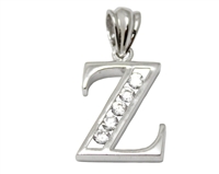 Sterling Silver Plain CZ Initial Pendant Z-SH046