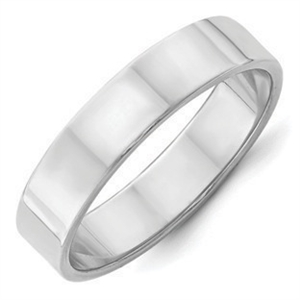 Silver Plain Wedding Band - Flat Band - 5mm