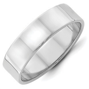 Silver Plain Wedding Band - Flat Band - 6mm