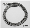 Sterling Silver 3 mm Wide Heavy Bali Chain Necklace Oxidized