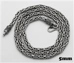 Sterling Silver 5 mm Wide Heavy Bali Chain Necklace Oxidized 30'' length