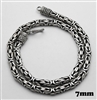 Sterling Silver 7 mm Wide Heavy Bali Chain Necklace Oxidized 18'' length