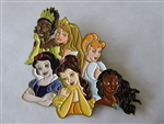 Disney Trading Pins 158570 Princess Group – Tiana, Aurora, Cinderella, Snow White, Belle, Moana - Jumbo
